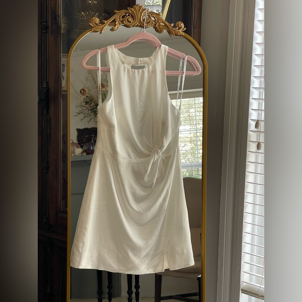 For Love & Lemons NWT White Satin Lucy Mini Bridal Bachelorette Graduation Dress